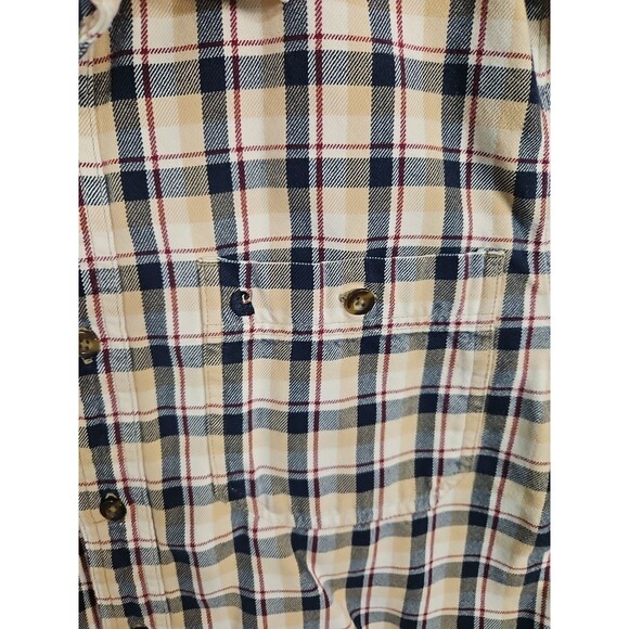 Carhartt Flannel Button Up Shirt Men's Size Large Tall Relaxed Fit Tan Black - Picture 3 of 8